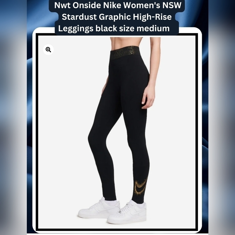 Nwt Onside Nike Women's NSW Stardust Graphic High-Rise Leggings Black Size M